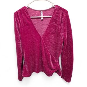 Elegant Pink Velvet Wrap Top